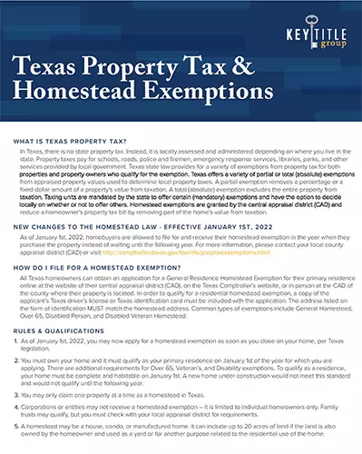  Texas Property Tax & Homestead Exemptions