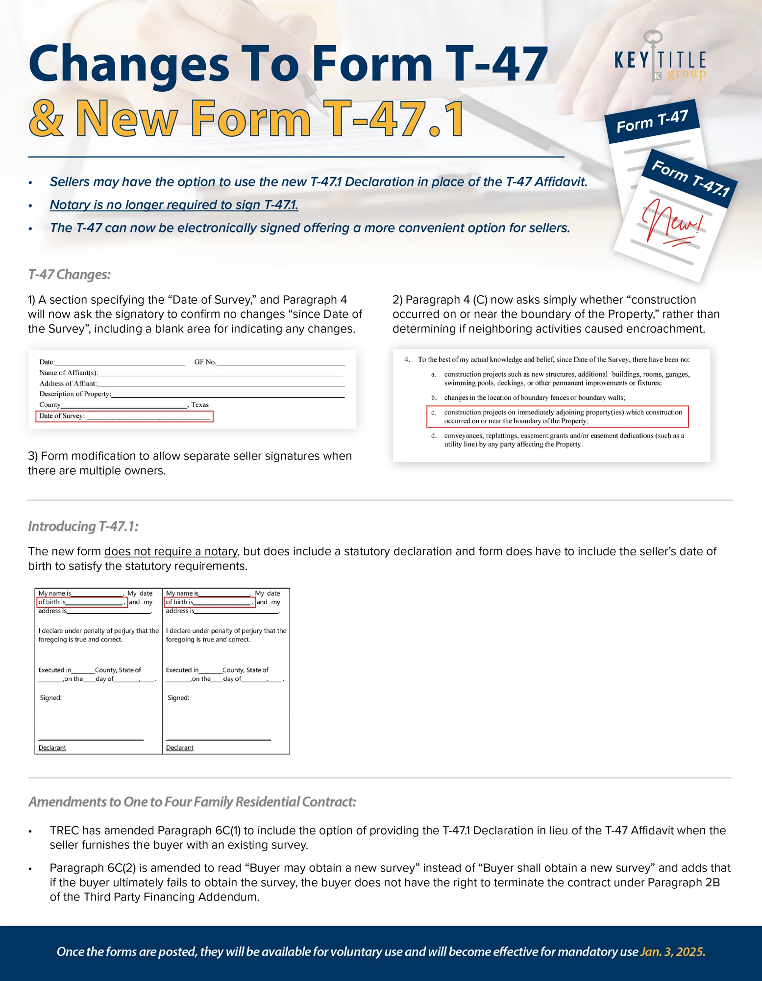 Changes to Form T-47 & T-47.1 Affidavit