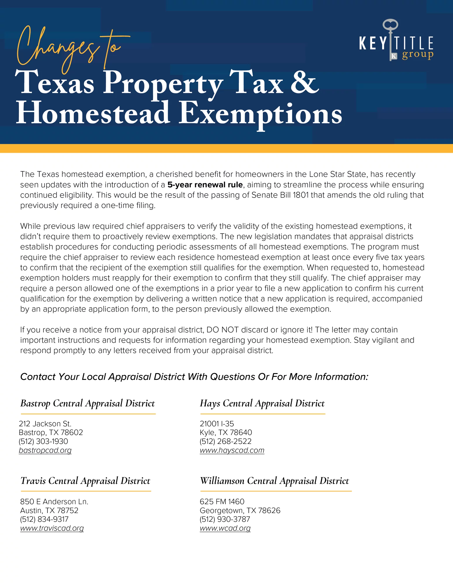 Changes to Homestead Exemptions